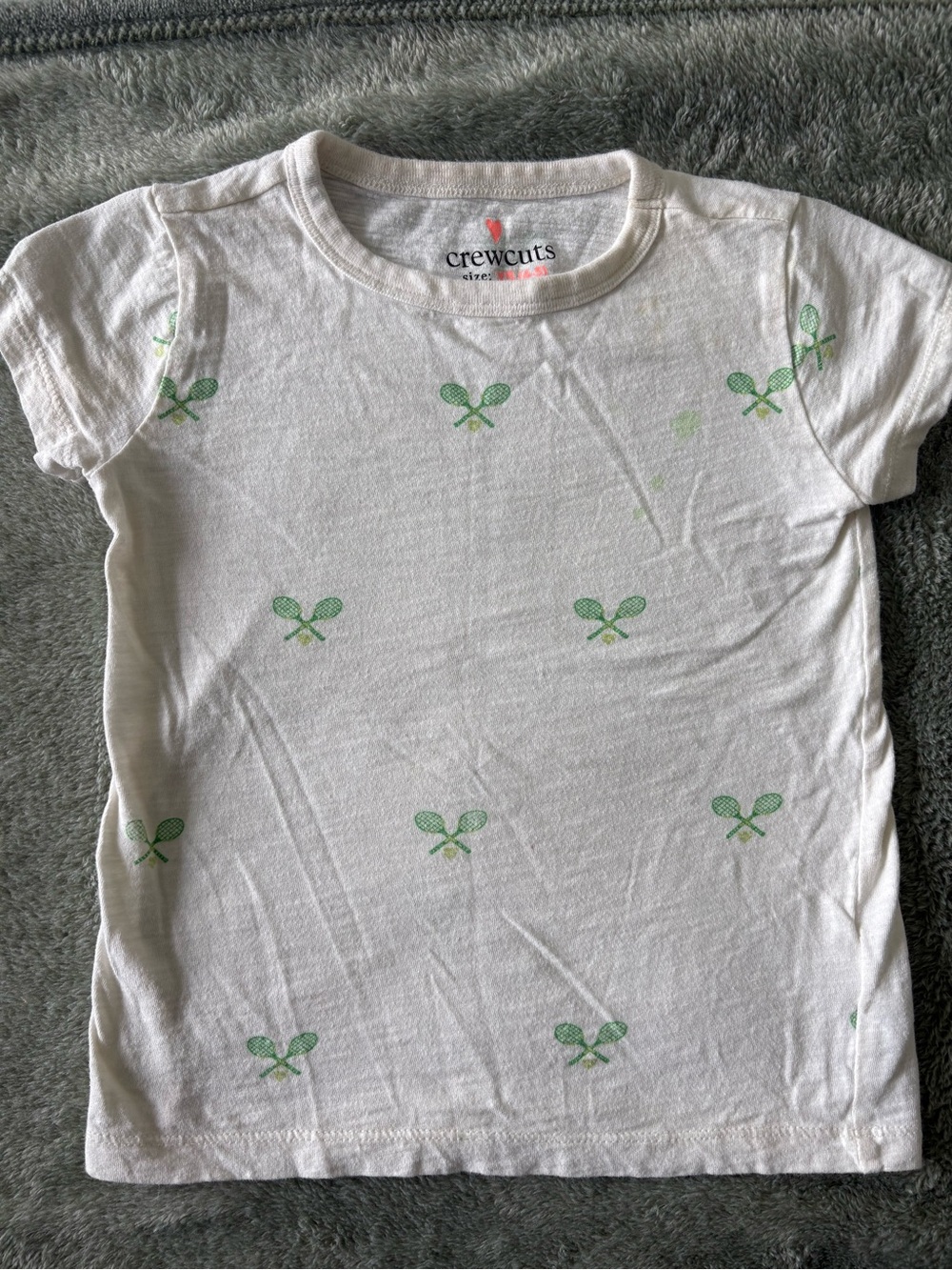 crewcuts White Tee with Green Tennis Racket Print - Kids